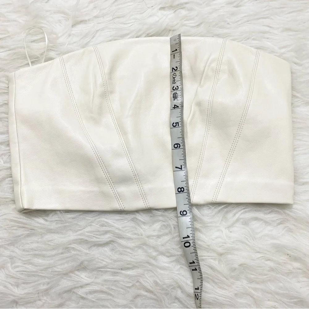 ZARA Faux Leather Cream Crop Top - Picture 4 of 6